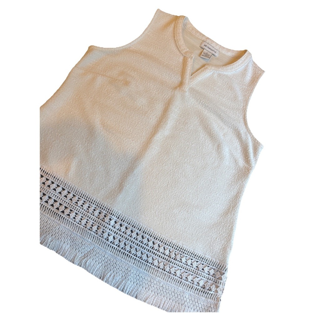 Liz Claiborne Ibiza Waves Sleeveless Boho Fringe Travel Stretch Women's M